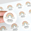 Personalised Pastel Rainbow Baby Shower Stickers – Scandi Boho Gender-Neutral Favour Labels
