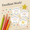 Personalised Pastel Rainbow & Star Teacher Reward Stickers – Custom Name Classroom Praise Labels