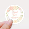 Personalised Peach & Blush Rose Wedding Thank You Stickers – Custom Floral Favour Labels
