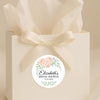 Personalised Peach Rose Bridal Shower Stickers – Custom Name & Date – Watercolour Floral Favour Labels