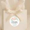 Personalised Peach Rose Bridal Shower Stickers – Custom Name & Date – Watercolour Floral Favour Labels - Sticksy Prints Australia