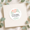 Personalised Peach Rose Bridal Shower Stickers – Custom Name & Date – Watercolour Floral Favour Labels
