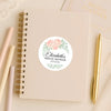 Personalised Peach Rose Bridal Shower Stickers – Custom Name & Date – Watercolour Floral Favour Labels - Sticksy Prints Australia