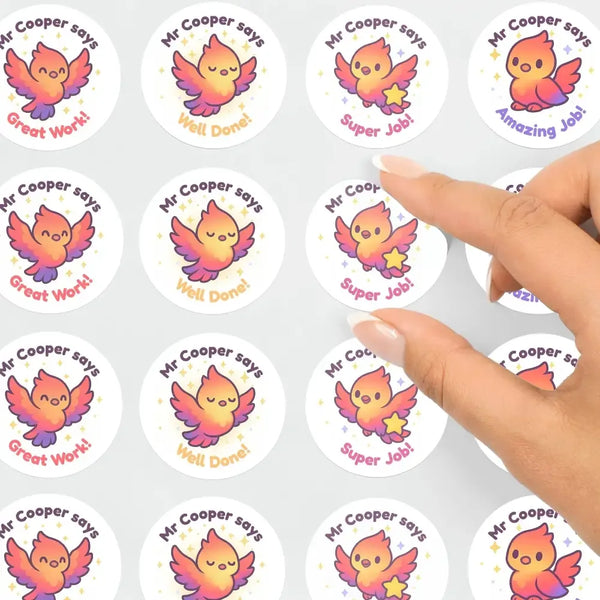 Personalised Phoenix Teacher Reward Stickers – Custom Name Classroom Praise Stickers - Sticksy Prints Australia