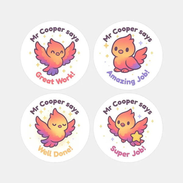 Personalised Phoenix Teacher Reward Stickers – Custom Name Classroom Praise Stickers - Sticksy Prints Australia