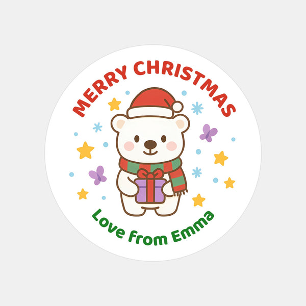 Personalised Polar Bear Christmas Stickers – Gift Label