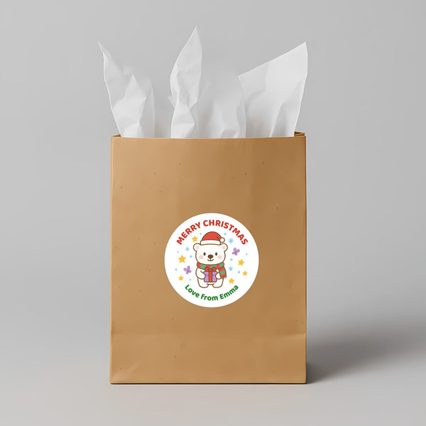Personalised Polar Bear Christmas Stickers – Gift Label