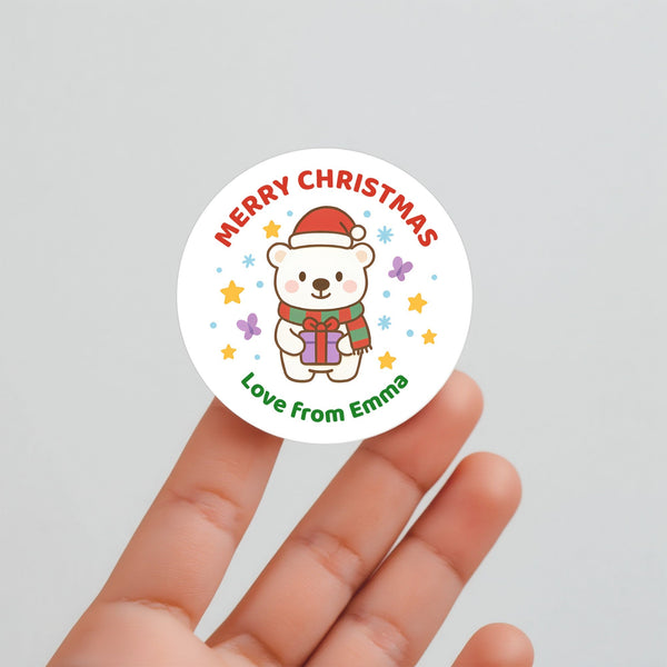 Personalised Polar Bear Christmas Stickers – Gift Label