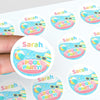 Personalised Pool Party Birthday Stickers for Kids | Custom Name Stickers - Sticksy Prints Australia