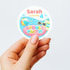 Personalised Pool Party Stickers for Kids Birthday | Custom Name Party Favours