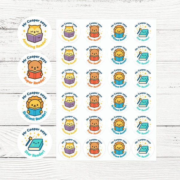 Personalised Reading & Literacy Teacher Reward Stickers – Custom Name Classroom Stickers