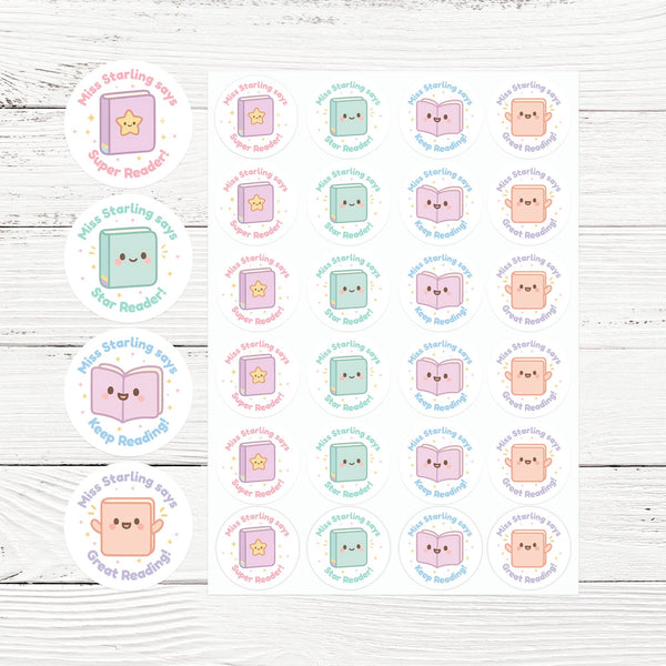 Personalised Reading Reward Stickers – Cute Book Literacy Stickers for Teachers