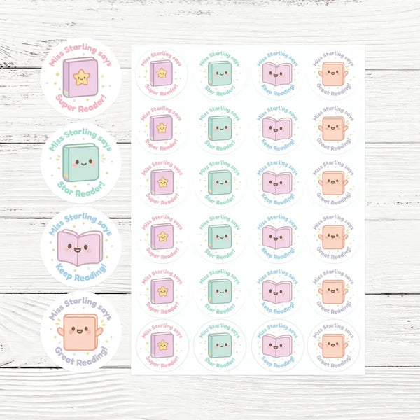 Personalised Reading Reward Stickers – Cute Book Literacy Stickers for Teachers - Sticksy Prints Australia