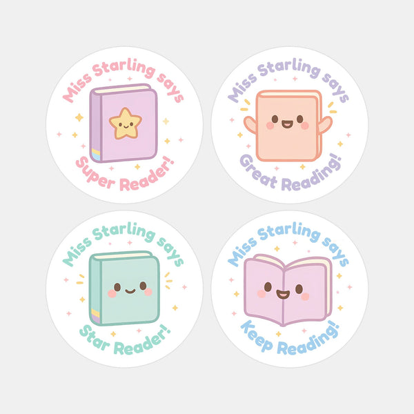 Personalised Reading Reward Stickers – Cute Book Literacy Stickers for Teachers