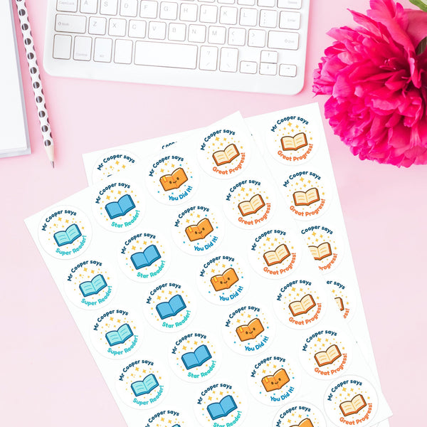 Personalised Reading Reward Stickers for Teachers – Book Literacy Stickers