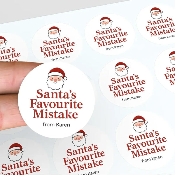 Personalised Santa’s Favourite Mistake Stickers - Sticksy Prints Australia