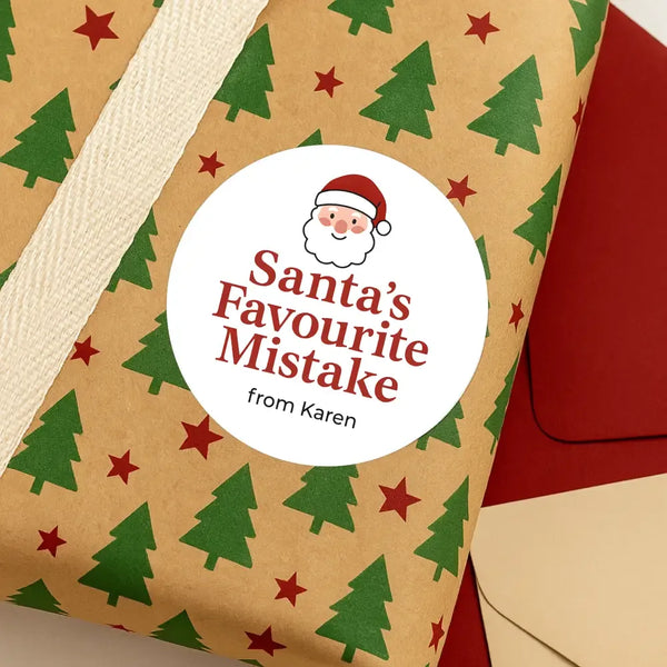 Personalised Santa’s Favourite Mistake Stickers - Sticksy Prints Australia