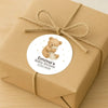 Personalised Sleeping Teddy Bear Baby Shower Stickers – Neutral Beige Watercolour Favour Labels - Sticksy Prints Australia