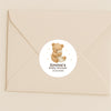 Personalised Sleeping Teddy Bear Baby Shower Stickers – Neutral Beige Watercolour Favour Labels