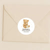 Personalised Sleeping Teddy Bear Baby Shower Stickers – Neutral Beige Watercolour Favour Labels - Sticksy Prints Australia