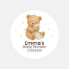 Personalised Sleeping Teddy Bear Baby Shower Stickers – Neutral Beige Watercolour Favour Labels