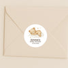 Personalised Sleeping Teddy Bear on Cloud Baby Shower Stickers – Neutral Watercolour Favour Labels