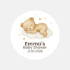 Personalised Sleeping Teddy Bear on Cloud Baby Shower Stickers – Neutral Watercolour Favour Labels