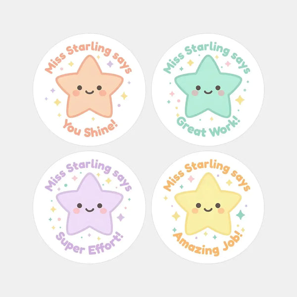 Personalised Star Teacher Reward Stickers - Sticksy Prints Australia