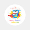 Personalised Superhero Easter Bunny Stickers | Custom Name Easter Stickers for Kids | Easter Gift Labels