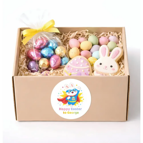 Personalised Superhero Easter Bunny Stickers | Custom Name Easter Stickers for Kids | Easter Gift Labels - Sticksy Prints Australia