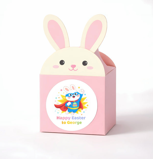 Personalised Superhero Easter Bunny Stickers | Custom Name Easter Stickers for Kids | Easter Gift Labels