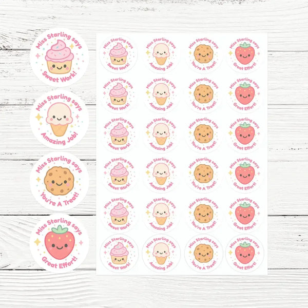 Personalised Sweet Treats Teacher Reward Stickers - Sticksy Prints Australia
