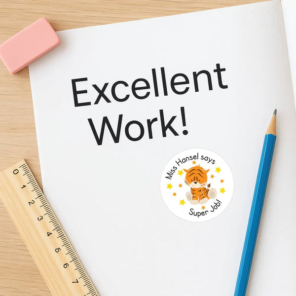 Personalised Teacher Reward Stickers Custom Name Label Jungle Animals Set