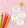 Personalised Teacher Reward Stickers – Hand-Drawn Pastel Rainbow Classroom Praise Labels - Sticksy Prints Australia