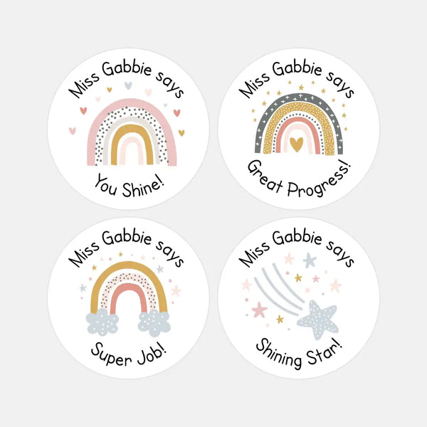 Personalised Teacher Reward Stickers Labels Rainbow & Star Collection