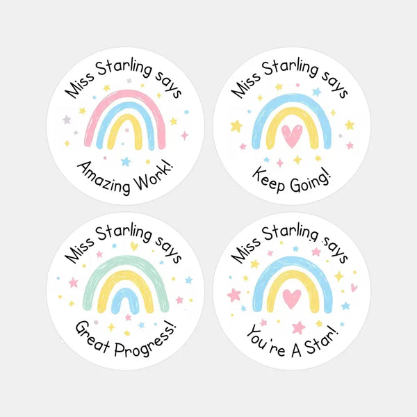 Personalised Teacher Reward Stickers – Pastel Rainbow Classroom Progress & Praise Labels - Sticksy Prints Australia
