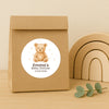 Personalised Teddy Bear Baby Shower Stickers – Neutral Beige Watercolour Favour Labels