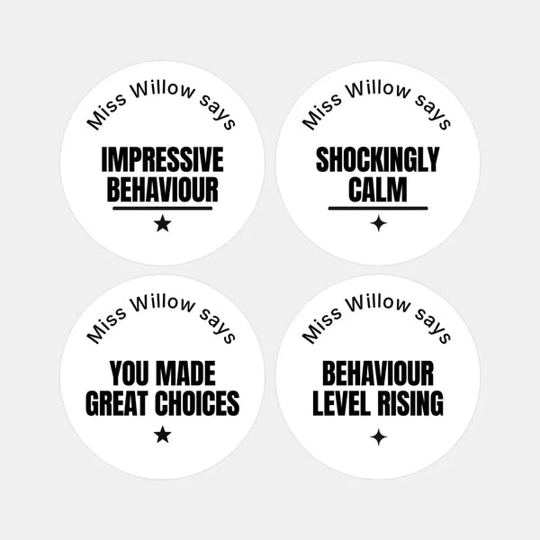 Personalised Teen Behaviour Stickers – Minimalist Bold Teacher Reward Stickers - Sticksy Prints Australia