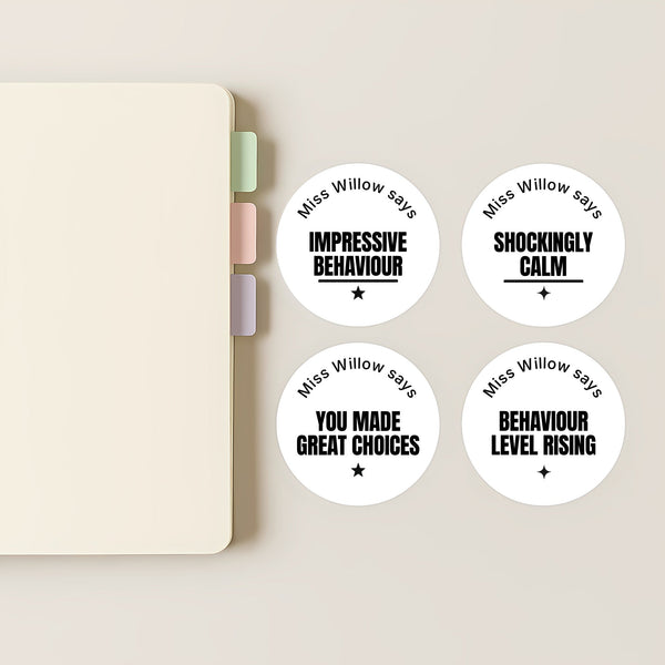 Personalised Teen Behaviour Stickers – Minimalist Bold Teacher Reward Stickers