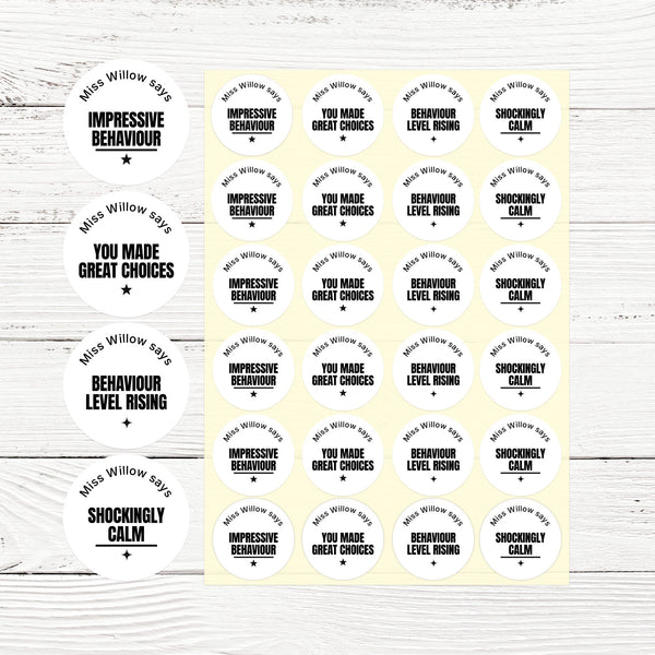 Personalised Teen Behaviour Stickers – Minimalist Bold Teacher Reward Stickers