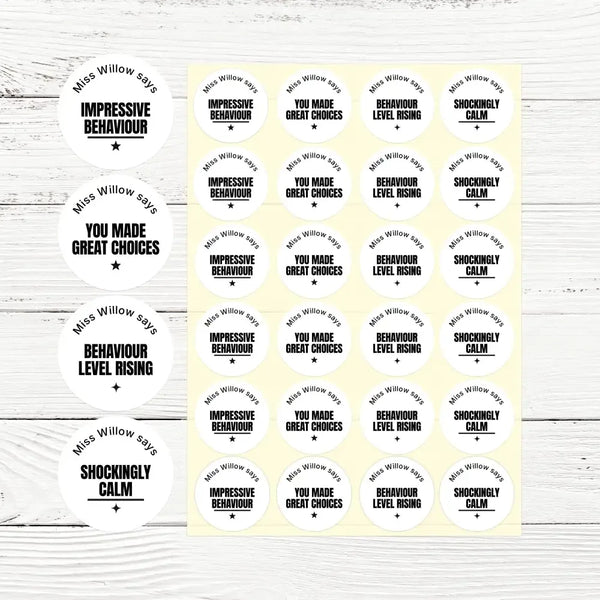 Personalised Teen Behaviour Stickers – Minimalist Bold Teacher Reward Stickers - Sticksy Prints Australia