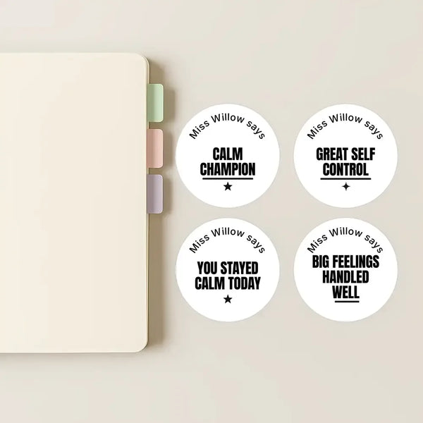 Personalised Teen Calm & Wellbeing Stickers – Minimalist Emotional Regulation Reward Labels - Sticksy Prints Australia