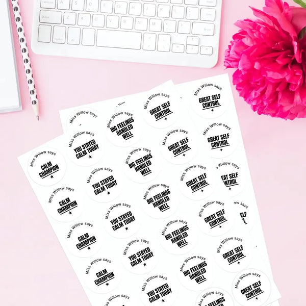 Personalised Teen Calm & Wellbeing Stickers – Minimalist Emotional Regulation Reward Labels - Sticksy Prints Australia