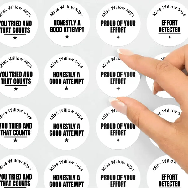 Personalised Teen Effort Stickers – Minimalist Bold Teacher Reward Stickers - Sticksy Prints Australia
