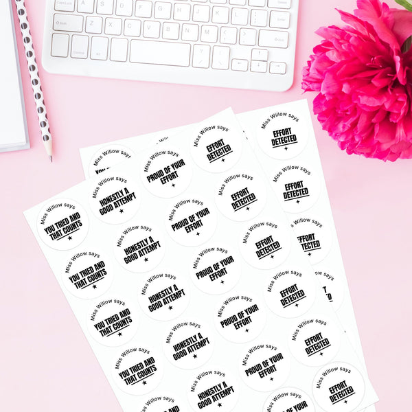 Personalised Teen Effort Stickers – Minimalist Bold Teacher Reward Stickers