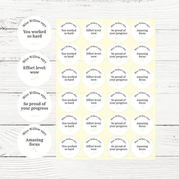 Personalised Teen Effort Stickers – Minimalist Progress & Focus Teacher Reward Stickers - Sticksy Prints Australia