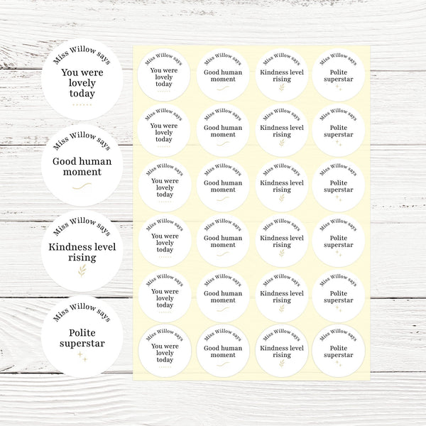 Personalised Teen Kindness Stickers – Minimalist Positive Behaviour Reward Stickers for Teachers