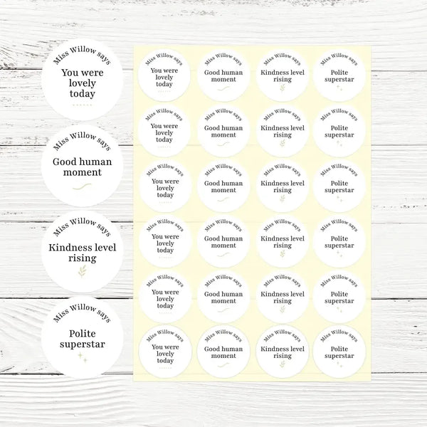 Personalised Teen Kindness Stickers – Minimalist Positive Behaviour Reward Stickers for Teachers - Sticksy Prints Australia