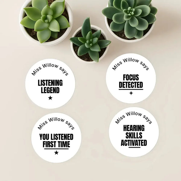 Personalised Teen Listening & Focus Stickers – Minimalist Behaviour Reward Labels - Sticksy Prints Australia