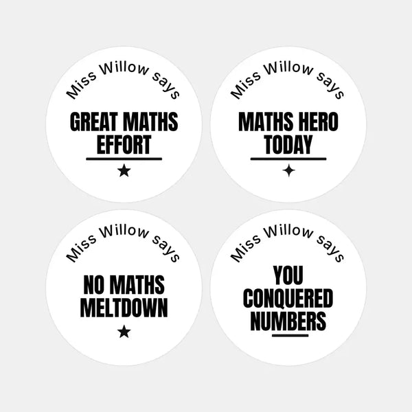 Personalised Teen Maths Stickers – Minimalist Funny Classroom Reward Labels - Sticksy Prints Australia